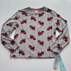Cat & Jack Boys Gray Long Sleeve Pajama Shirt with Red Dinosaur Pattern Size M